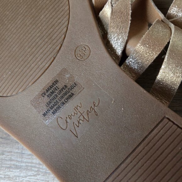 NEW W/O BOX CROWN VINTAGE LEATHER UPPER CORK FOOTBED TOE RING SANDALS 9.5 WMN - Picture 14 of 16